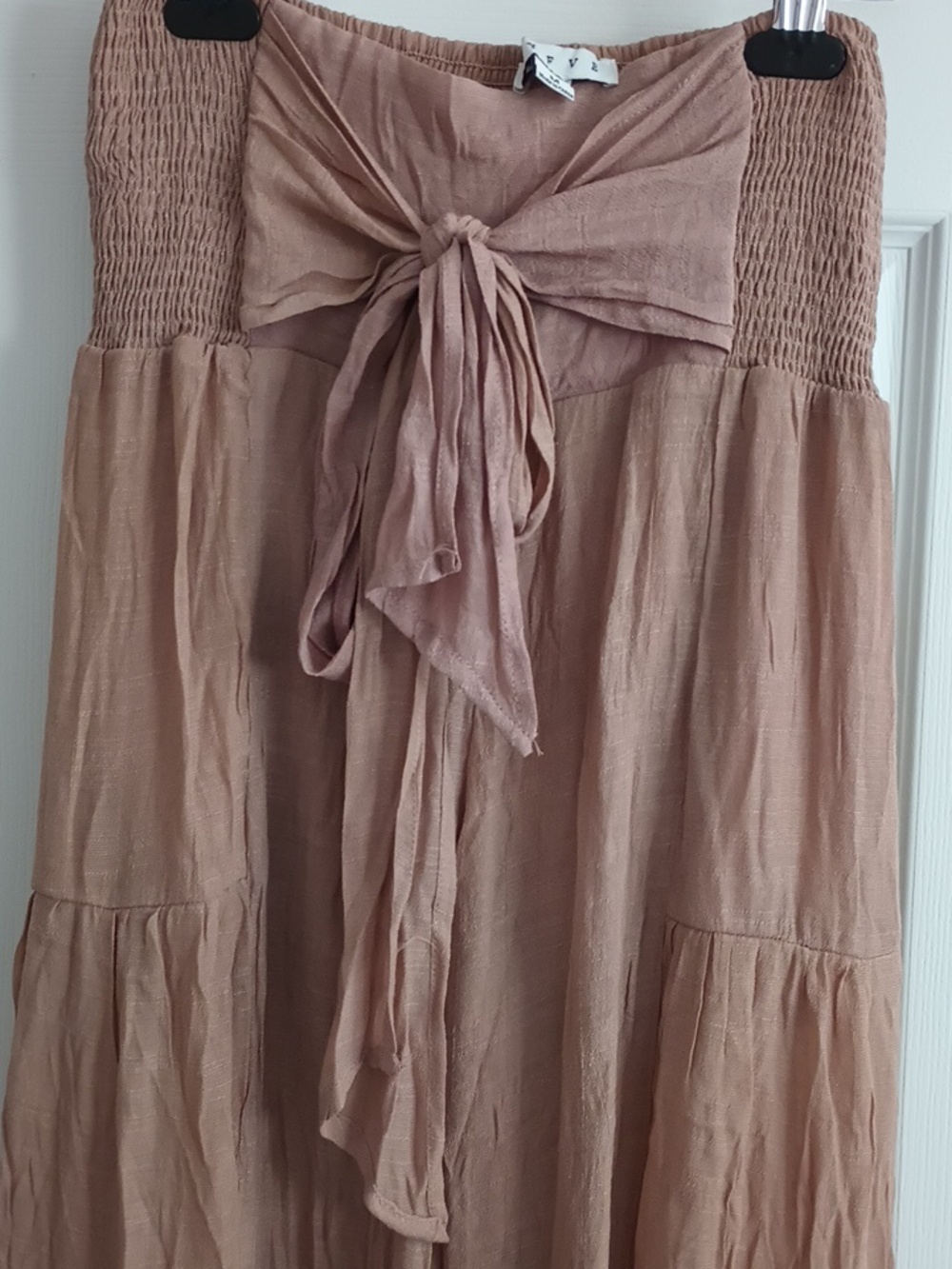 NWOT Hyfve High Waisted Tiered Flare Tan Color Pants. Size: Medium - Picture 5 of 8
